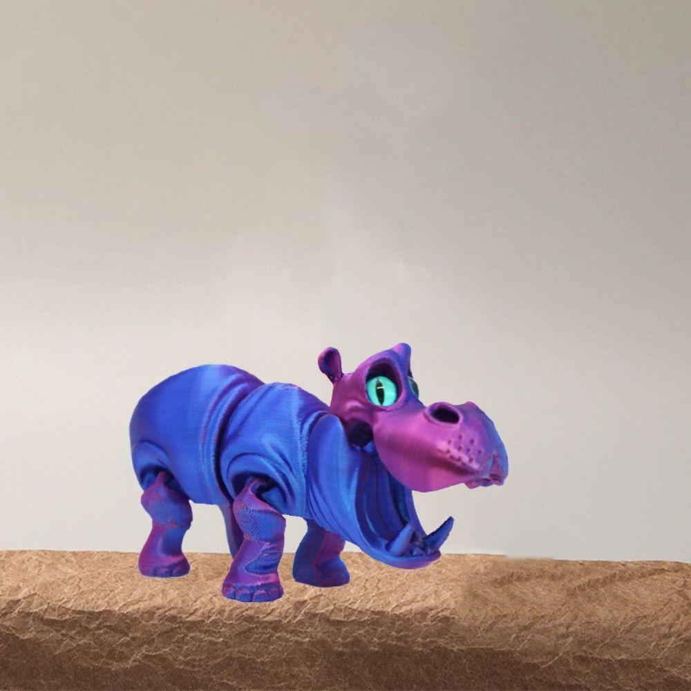 Multi-jointed 3D Printed Hippopotamus Figurines 3D Printed Hippopotamus Model Kids Birthday Gift