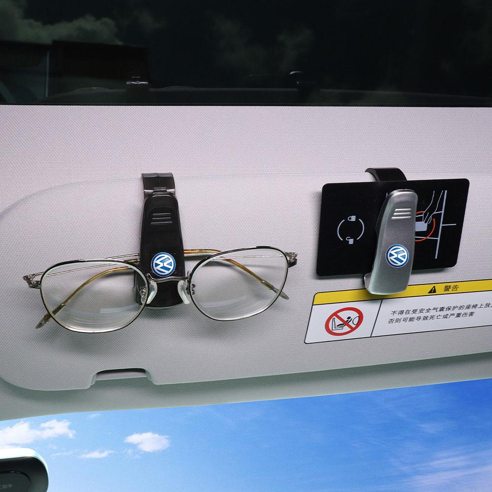 Car Sun Visor Sunglasses Organizer Clip Card Ticket Holder For Volkswagen GTI Golf 6 7 8 Polo VW R-Line CC Passat Tiguan L Jetta zw6