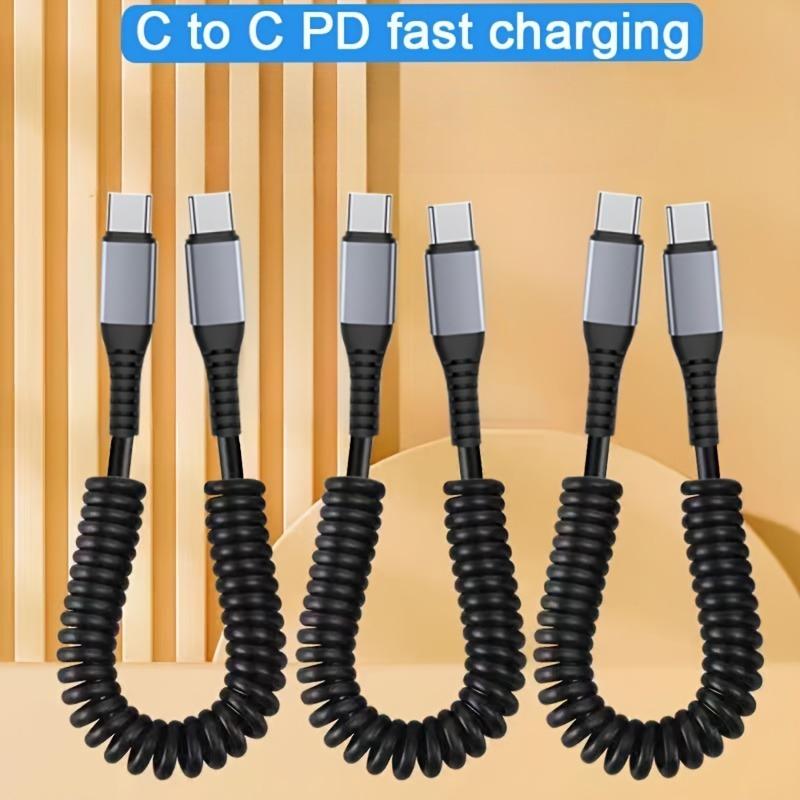 6A Супербыстрая зарядка Type-C на Type-C PD Кабель для быстрой зарядки Пружинный выдвижной для мобильного телефона Навигация Автомобильный Кабель для зарядки от замерзания