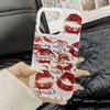 Простой текст Полный экран Красный отпечаток губ Чехол для телефона Для iPhone 17 AIR 16E 15 14 13 12 11 PRO MAX XSMAX XR 7 8 PLUS Y2K Матовый чехол