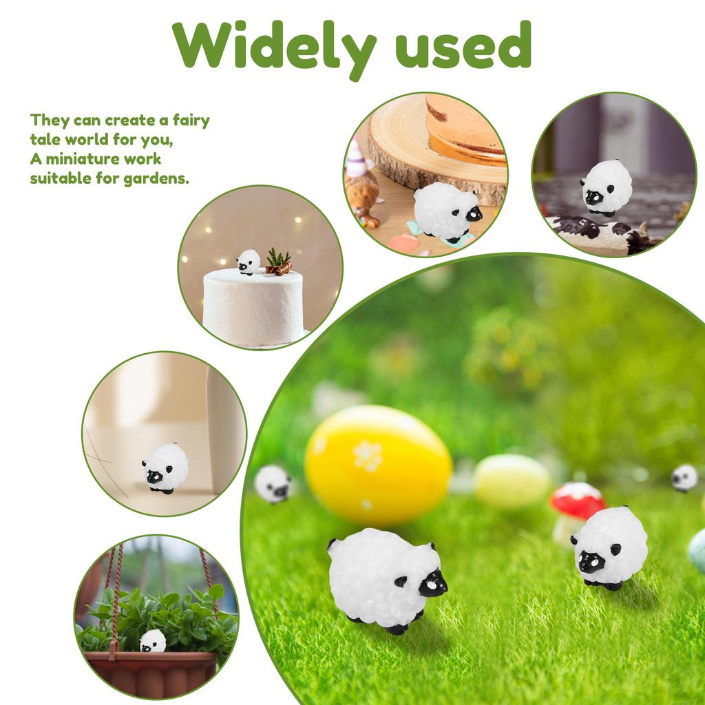 Miniature Sheep Figures Resin Realistic Mini Animals Model DIY Sheep Cake Moss Landscape Ornament for Craft Tabletop Party Decor