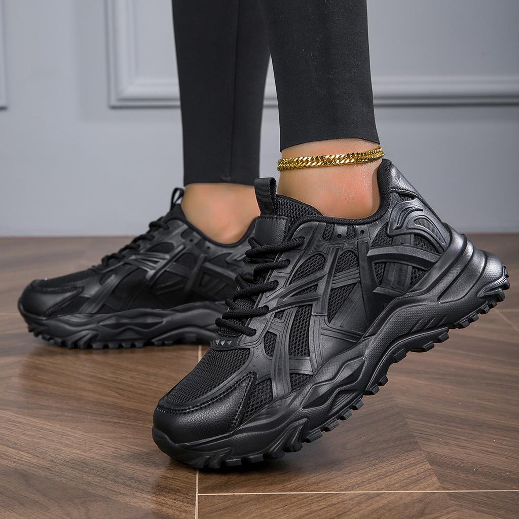 Кроссовки Женская обувь Женская спортивная обувь Дышащая черная повседневная спортивная универсальная женская обувь Daddy на толстой подошве