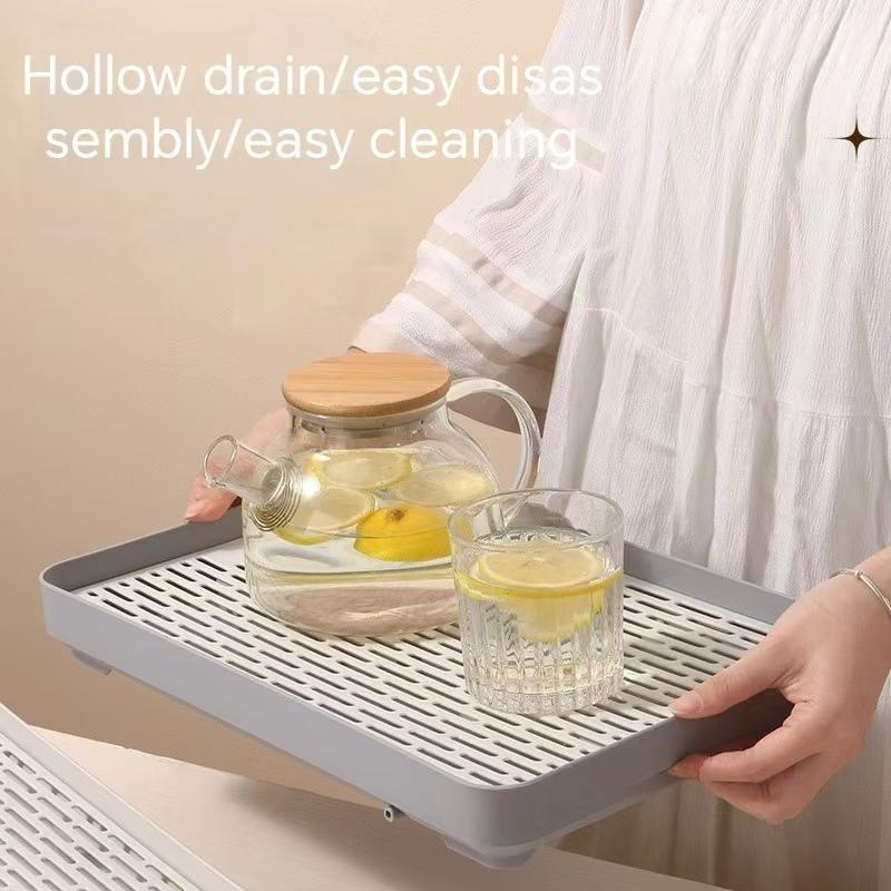 Сервировочная тарелка Стакан для воды Слив для воды Мытье Сушка Прямоугольная для Кухонных принадлежностей Поднос для чая Двухслойный Пластиковые Кухонные аксессуары