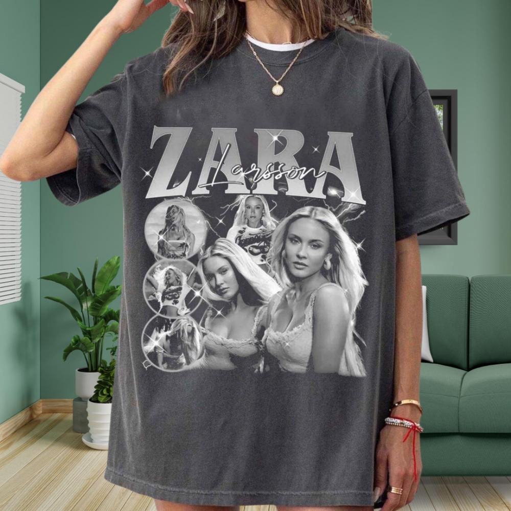 Футболка в стиле Zara Larsson, Футболка для фаната поп-музыки, Графическая футболка в ретро-эстетике, Летняя свободная футболка для мужчин и женщин, Топ