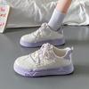 Women's Sneakers Spring New Platform Lavender Purple Women's Shoes Color Matching Lace-up Fashion Casual Exercise White Shoes