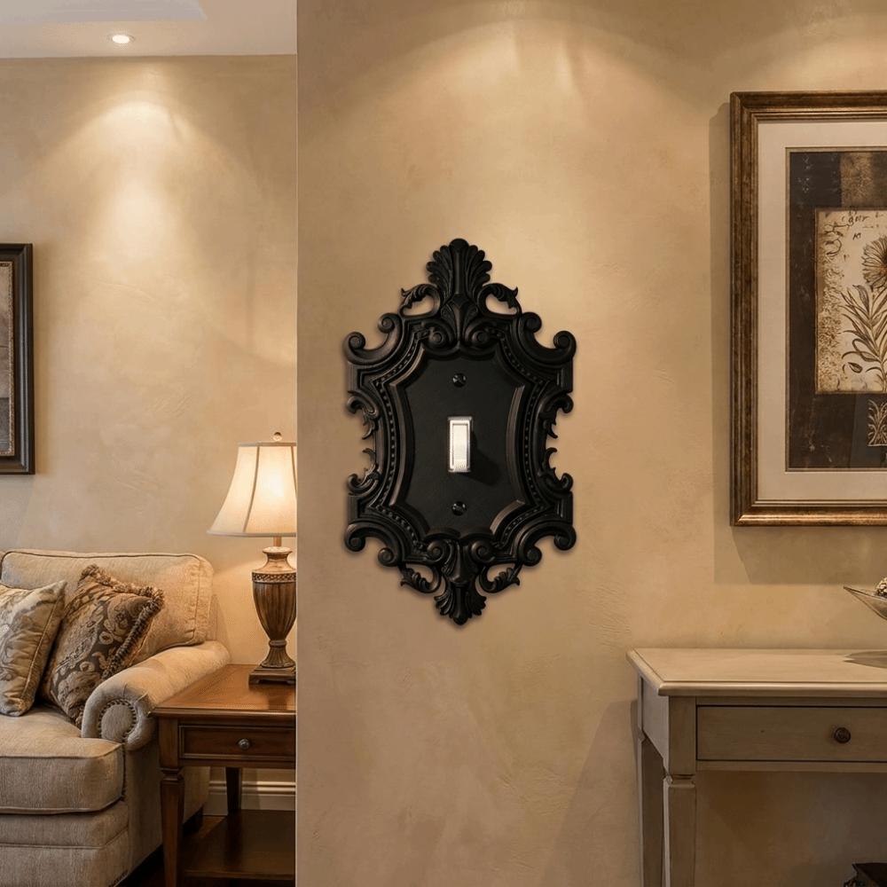 Plastic Vintage Light Switch Cover Carved Decorative Wall Switch Frame Farmhouse