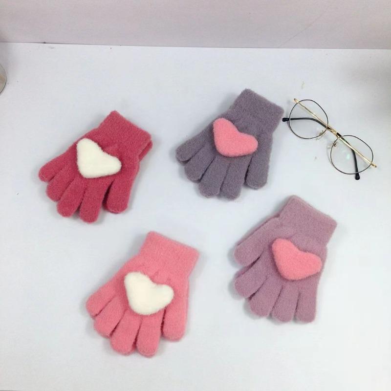 Children's Gloves Men's and Women's Five-finger Gloves Children's Autumn and Winter Warm Full-finger Gloves 2-7 Years Old