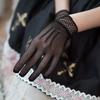 Sheer Lace Hollow Out Mesh Gloves Ultra Thin Stretchy Soft Full Finger Women's Gloves for Wedding Ceremony Event Black White