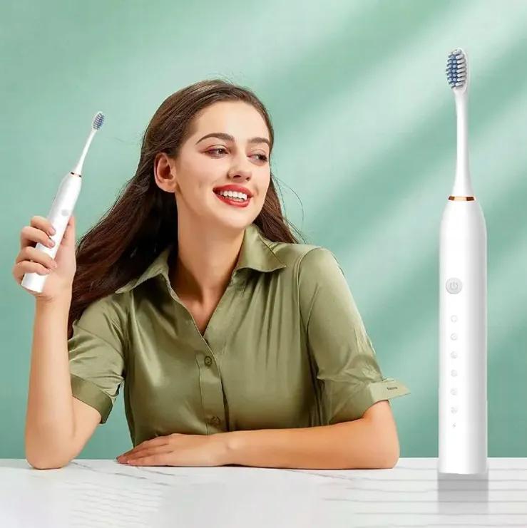 Sonic Electric Toothbrush White 4 Heads 6 Modes