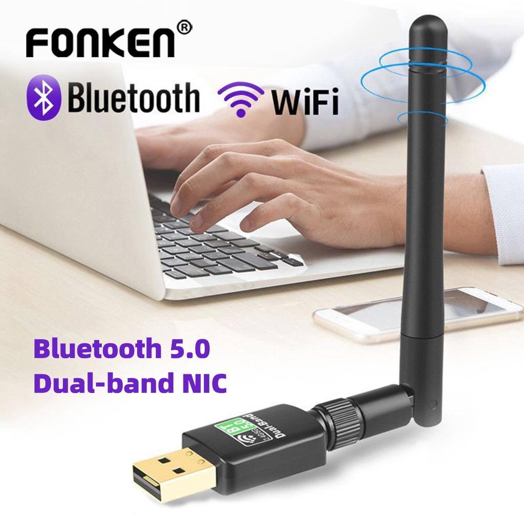FONKEN 2 в 1 Bluetooth 5.0 Wi-Fi USB-адаптер 600 Мбит/с Сетевая карта Двухдиапазонная антенна 2,4 ГГц и 5,8 ГГц Ethernet для ПК Wi-Fi Windows/MAC OS