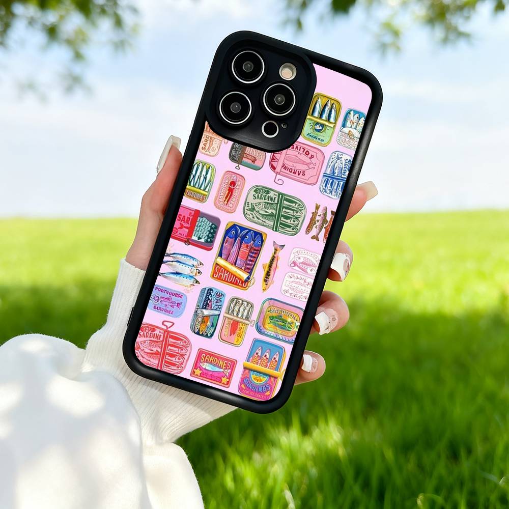 Чехол для телефона с сардинами для iPhone 13 Чехол для iPhone 11 15 17 12 14 16 Pro Max 16e Ударопрочный силиконовый чехол Мягкий