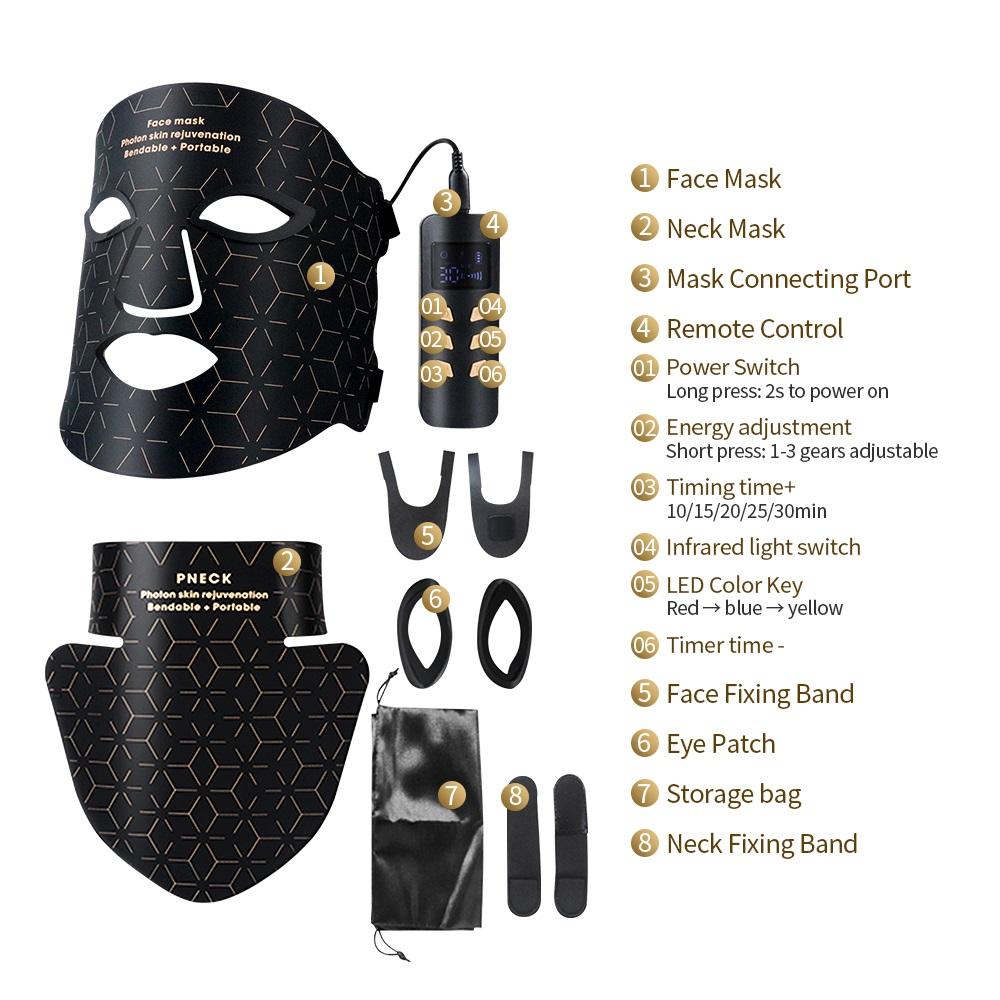 Силиконовая маска для лица и шеи, 240 светодиодов, инфракрасный свет, омоложение кожи, против морщин, осветляющая 3D светодиодная маска для фототерапии