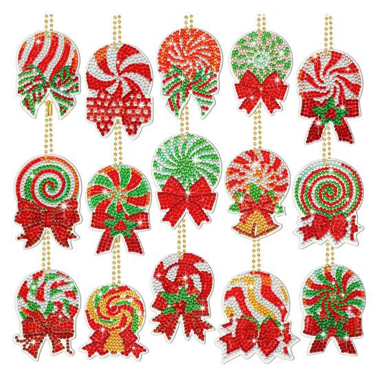 15 шт. рождественский брелок для ключей со стразами, набор для самостоятельной росписи, украшение для детей, семейный набор «Горячая корова какао»