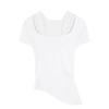 Niche fashion pure desire style neck lace design sense short sleeve T-shirt hot girl sexy irregular versatile top ins