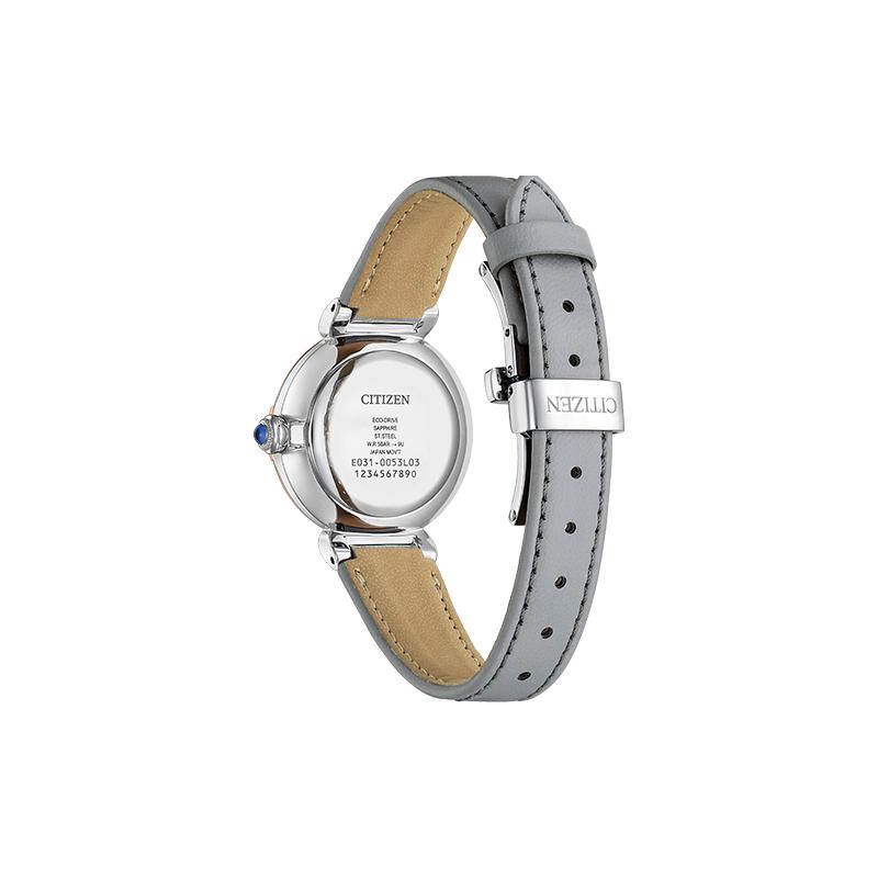 CITIZEN Little Bell Flower Series Fashionable Casual Waterproof Light Energy Quartz Cowhide Strap Women’s Watch Mother-of-pearl Dial EM1074-15D