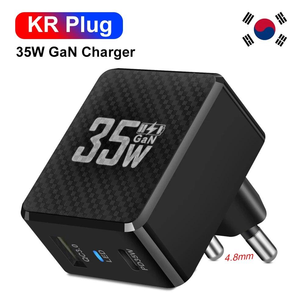 35W GaN USB Type C Charger Tablet Fast Charger QC3.0 PD3.0 Charge Adaper For Iphone 15 Xiaomi Poco F5 Laptop Charger