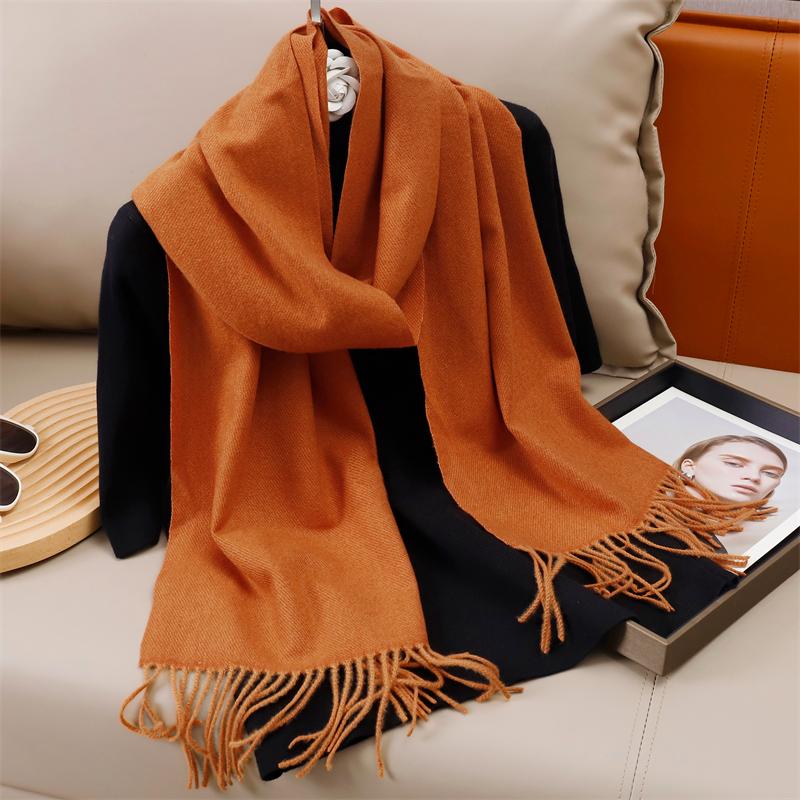New Winer Warm Cashmere Scarf for Women Fashion Solid Thick Blanket Pashmina Shawl Wrap Female Bufanda Echarpe Foulard