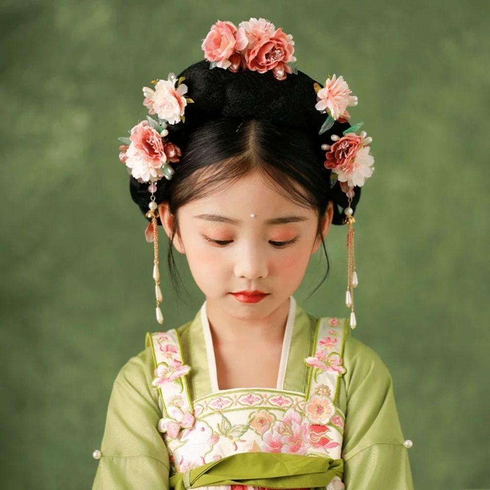 Flower Ancient Hair Stick Sets Tassel Wedding Hair Accessories Antique Bridal Headwear  Cheongsam