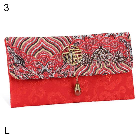 Сумка для денег в китайском стиле с цветочным принтом, тканевый конверт, красный карман, новогодний пакет