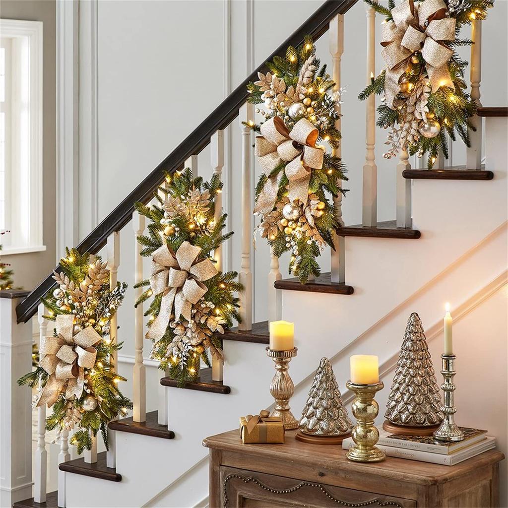 Christmas Wreath Garland Ornament For Front Door Wall Window Party Supplies Staircase Door Window Decor Christmas Decortions