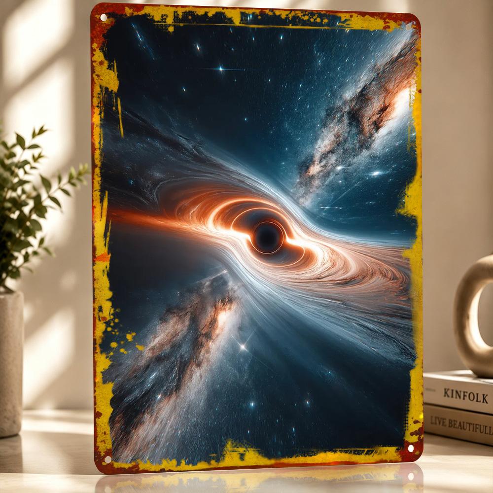 Black Hole in Space D Texture Printed Poster Custom Vintage Metal Tin Plate Sign for Wall Art Garage Accessories Decor Luxury