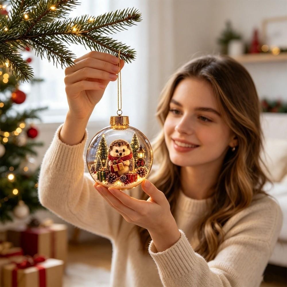 Acrylic Christmas Bauble Ornament Transparent Xmas Tree Hanging Pendant  Winter Scene