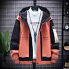 Men's Spring and Autumn Plus Size Hooded Straight Hem Colorblock Jacket