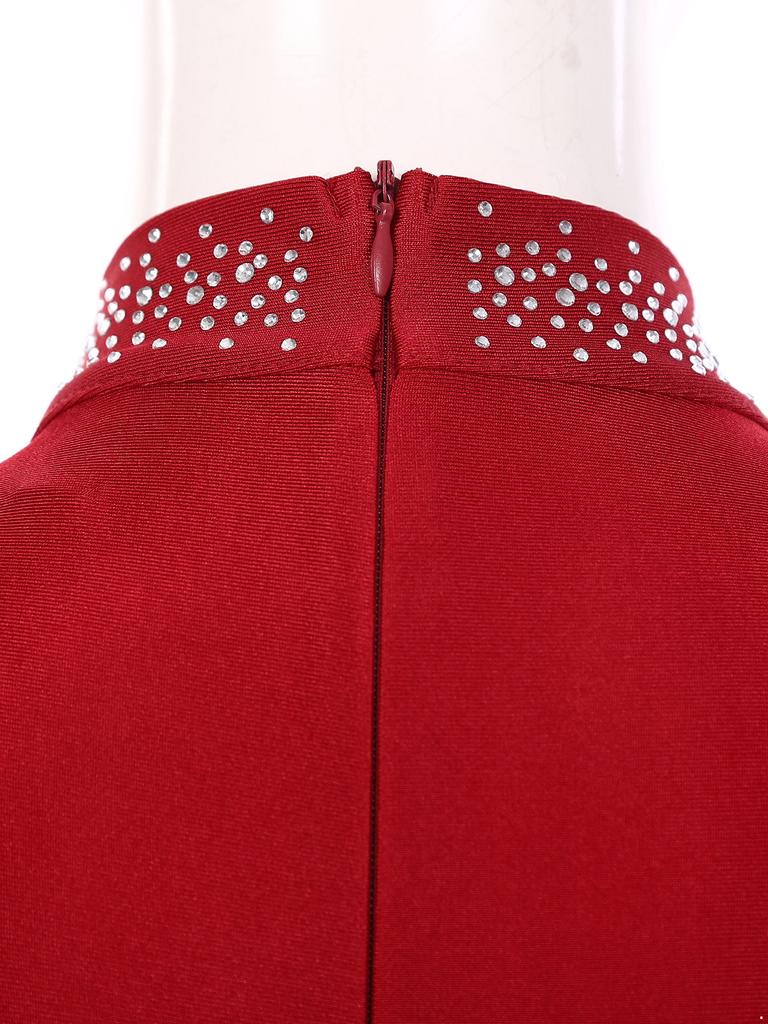 Женское платье для латиноамериканских танцев с воротником-стойкой, длинным рукавом и асимметричным подолом, украшенное блестящими стразами и бахромой, костюм для выступлений