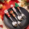 2Pcs Christmas Fork And Spoon Set,Stainless Steel Creative Tableware,Coffee Tea Dessert Forks And Spoons Gift Set