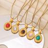 Ретро ожерелье женское бирюзовое инкрустированное тиснением круглый кулон ключичная цепочка ювелирные изделия оптом