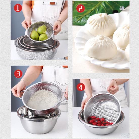 Сливная корзина, дуршлаг из нержавеющей стали, прочные ручки, корзина для мытья фруктов и овощей для домашней кухни