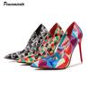 Fashion Fashion Geometry Plaid Printed Patent Leather Women Pumps Elegant Pointed Toe Stiletto High Heels Spring Autumn Office Lady Shoe