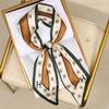 Luxury Design Long Silk Scarf Women Summer Fashion Bag Handle Ribbon Ladies Horse Print Headband Small Hair Scarves Female