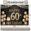 2D 60th Birthday Backdrop Black Gold Glitter - Party Decoration Photo Booth Background
