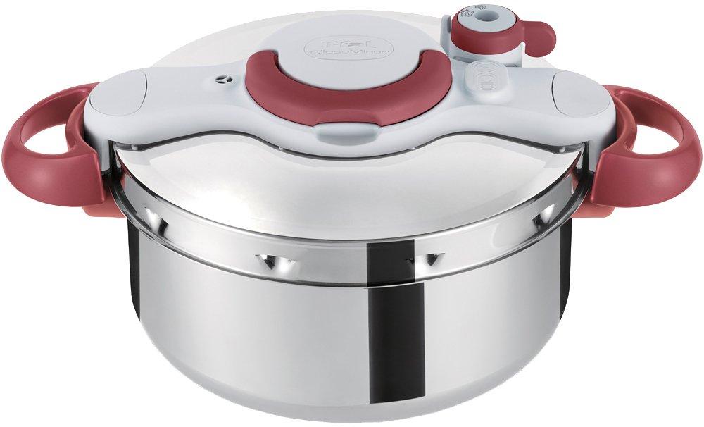 Скороварка Tefal для 2–4 человек, совместимая с газовым огнем IH, Easy, 10 лет гарантии, Minit Easy Ruby P4620669, 4,5 л, открывается/закрывается, «Crypso Red»