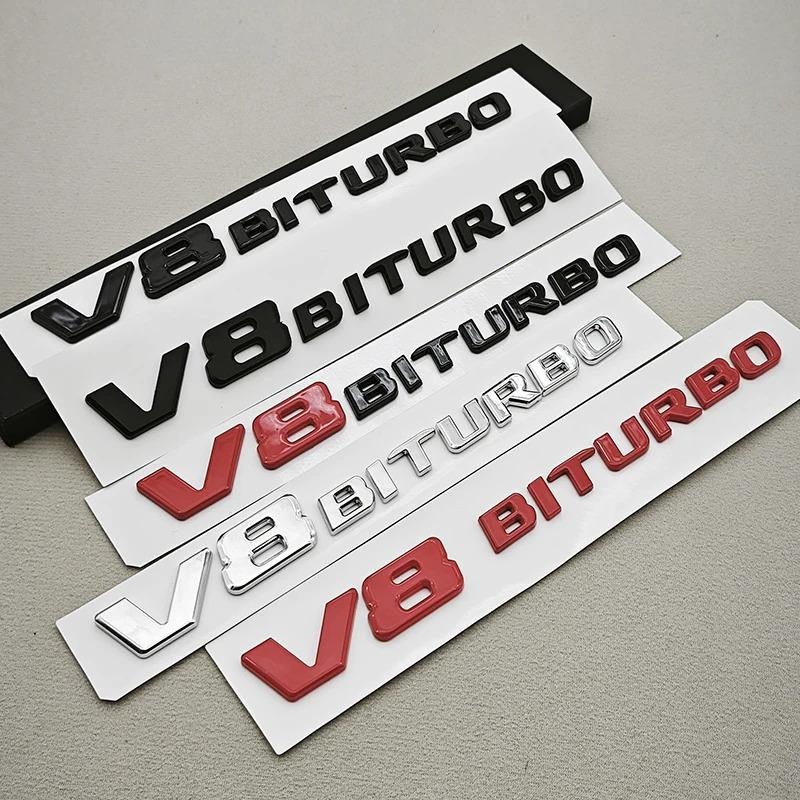 3D ABS Chrome Logo V8 BITURBO Emblem Car Fender Side Badge Decal For Mercedes Benz AMG C63S C63 E63 G63 G500 Sticker Accessories