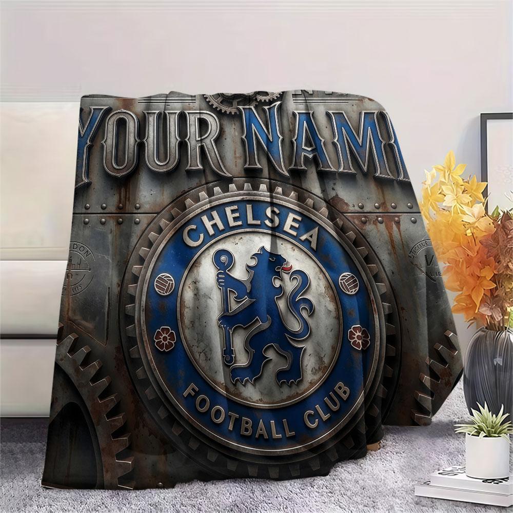Custom Name,Chelsea FC Printed Flannel Blanket, soft throw for bedroom sofa, washable, Christmas present, great gift.