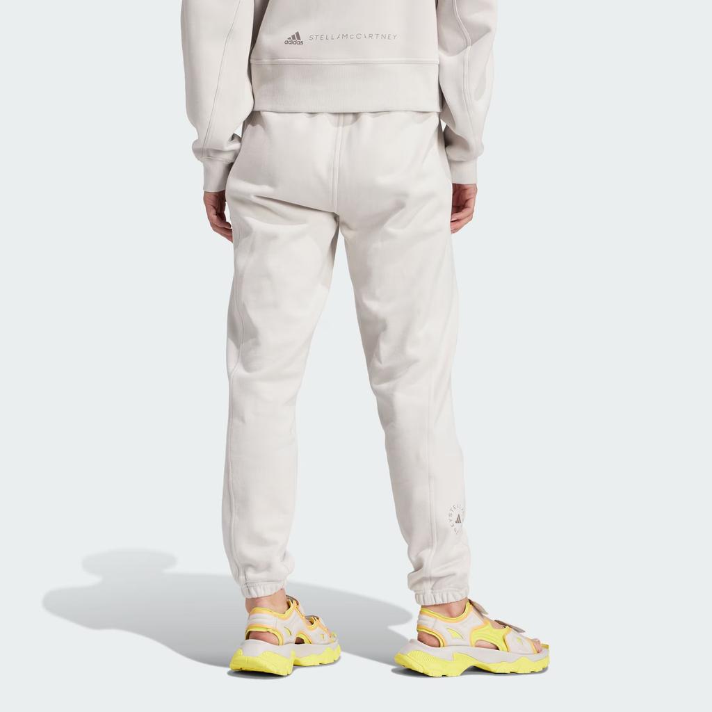 adidas X Stella McCartney Обычные спортивные штаны с твердым логотипом, флисовые трикотажные штаны с манжетами, женские брюки жемчужно-розового цвета IU0876