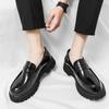 Loafers Men's Thick-soled Heightened Large-size British Style Casual Glossy Inner Height Increased Cm One-pedal Round-head Small Leather Shoes