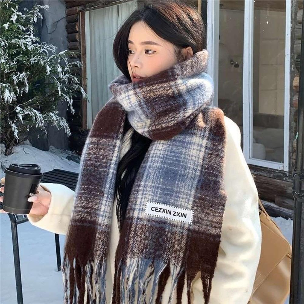 Warm Long Tassel Scarves Windproof Neck Warmer New Shawl Wrap Autumn and Winter