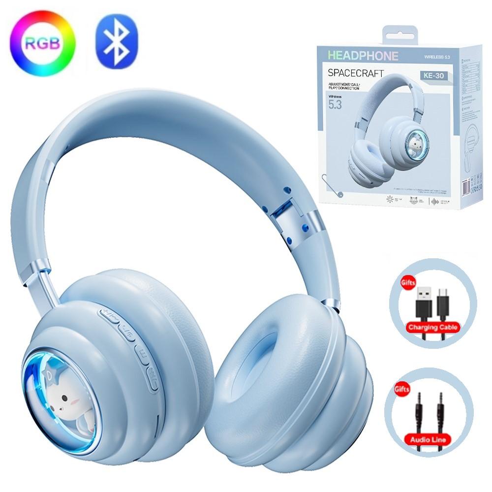 Девочки RGB свет милый кот беспроводная Bluetooth гарнитура космическая капсула наушники с микрофоном дети девочки подарки