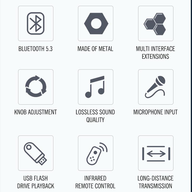 VAORLO Bluetooth 5.3 Audio Receiver+Coaxial DAC Converter+USB U-Disk Play+6.5 Micrphone Karaoke Wireless Adapter 3.5MM AUX RCA