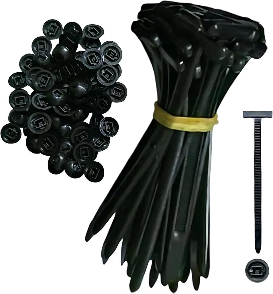 100PCS Nylon Universal Cable Tie Buckle Heavy Duty Self-Locking Zip Ties Holder with Pin Fasteners Car Body UV Resistant Zipties