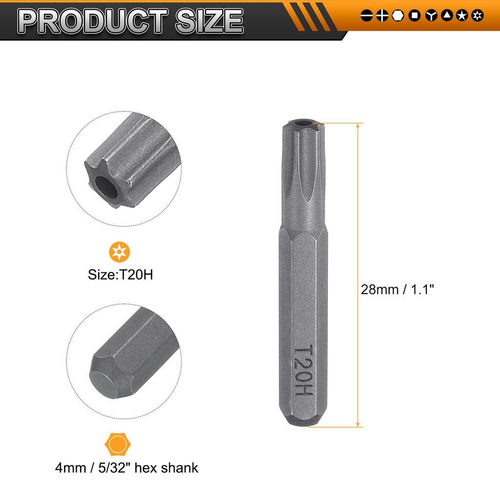 6/12 шт. Бита Torx 5/32" Шестигранный хвостовик Длина 28 мм Сталь S2 Магнитная Звезда 6-точечная головка Отвертка Бита с отверстием/Без отверстия