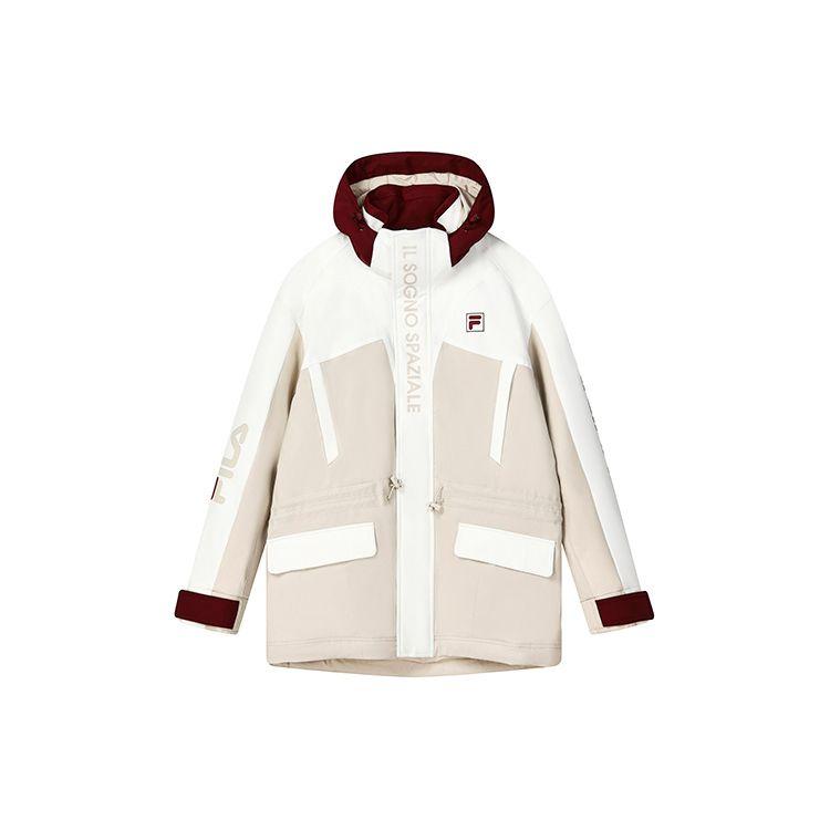 Fila Outdoor Quilted Lightweight Mid-Length Fashion Hooded Warm Down Jacket Men Jacket Light-Nude F11M249920F-LK