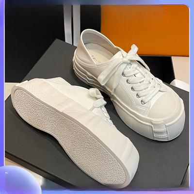 Весна и лето Новые невидимые стельки, увеличивающие рост Niche с круглым носком, на шнуровке, спортивные повседневные туфли Borad, белые туфли на платформе Muffin