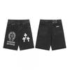 Vintage Washed Denim Shorts With Metal Accents Unisex Straight Fit Punk Style Cotton Blend