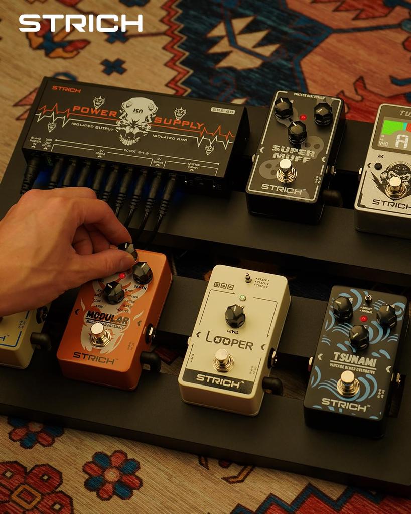 STRICH Guitar Pedal Power Supply 10 Completely Separate Pedal Board Power Supply DC Output High Power and High Current Effect Pedal Noiseless SPS-60