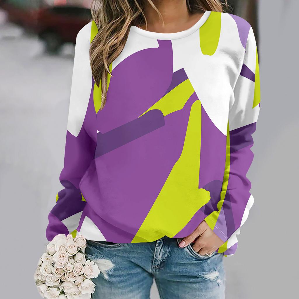 2025 Autumn and Winter New Fashion Round Neck Long Sleeve Printed Elegant Casual Loose Hoodie