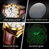 Men's Trendy and Fashionable Three Eye Six Needle 24-hour Moon Phase Dial Light Luxury Wristwatch Waterproof Luminous Quartz Watch